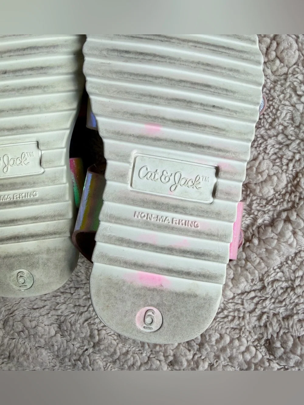 Girls Sandal Bundle - Floral Iridescent Summer Shoes With Ankle Straps, Size 5/6